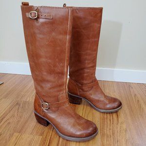 Lucky Brand Rollie Leather Tall Caramel Brown Riding Knee high Boots 7.5/37.5